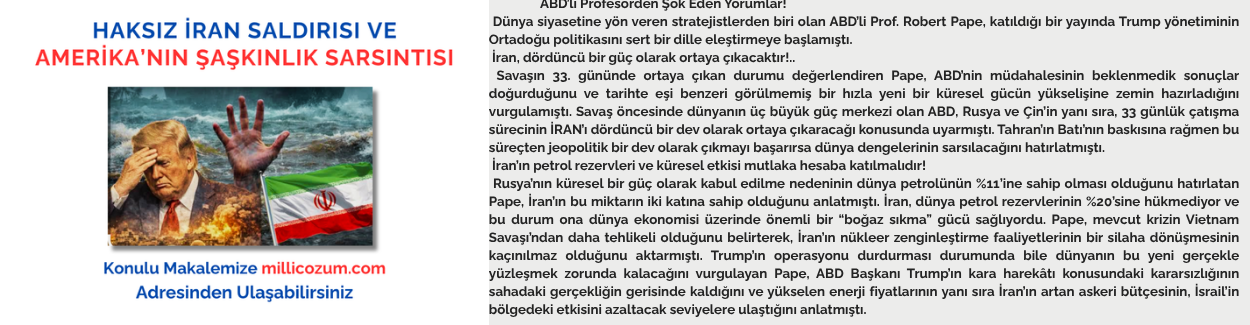 HAKSIZ İRAN SALDIRISI VE AMERİKA’NIN ŞAŞKINLIK SARSINTISI