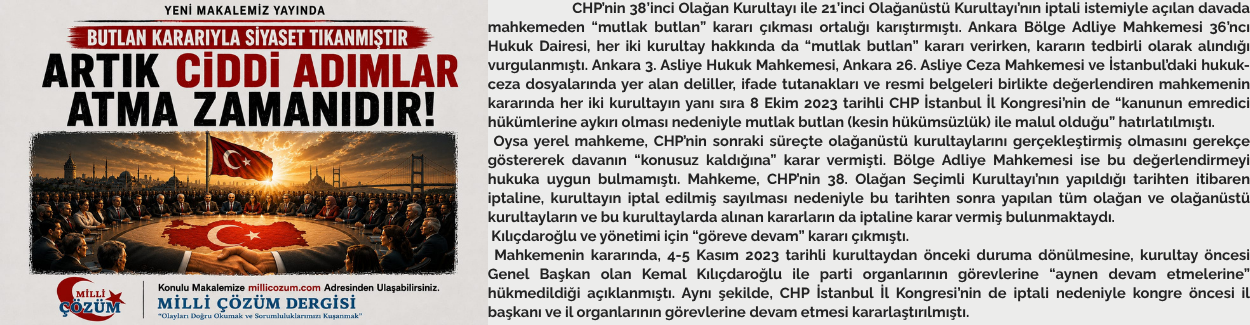 Butlan Kararıyla Siyaset Tıkanmıştır ARTIK CİDDİ ADIMLAR ATMA ZAMANIDIR!