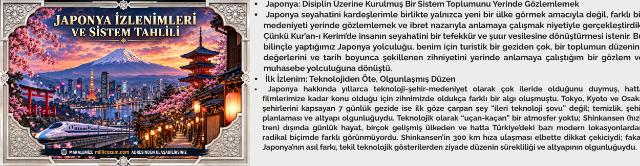 JAPONYA İZLENİMLERİ VE SİSTEM TAHLİLİ